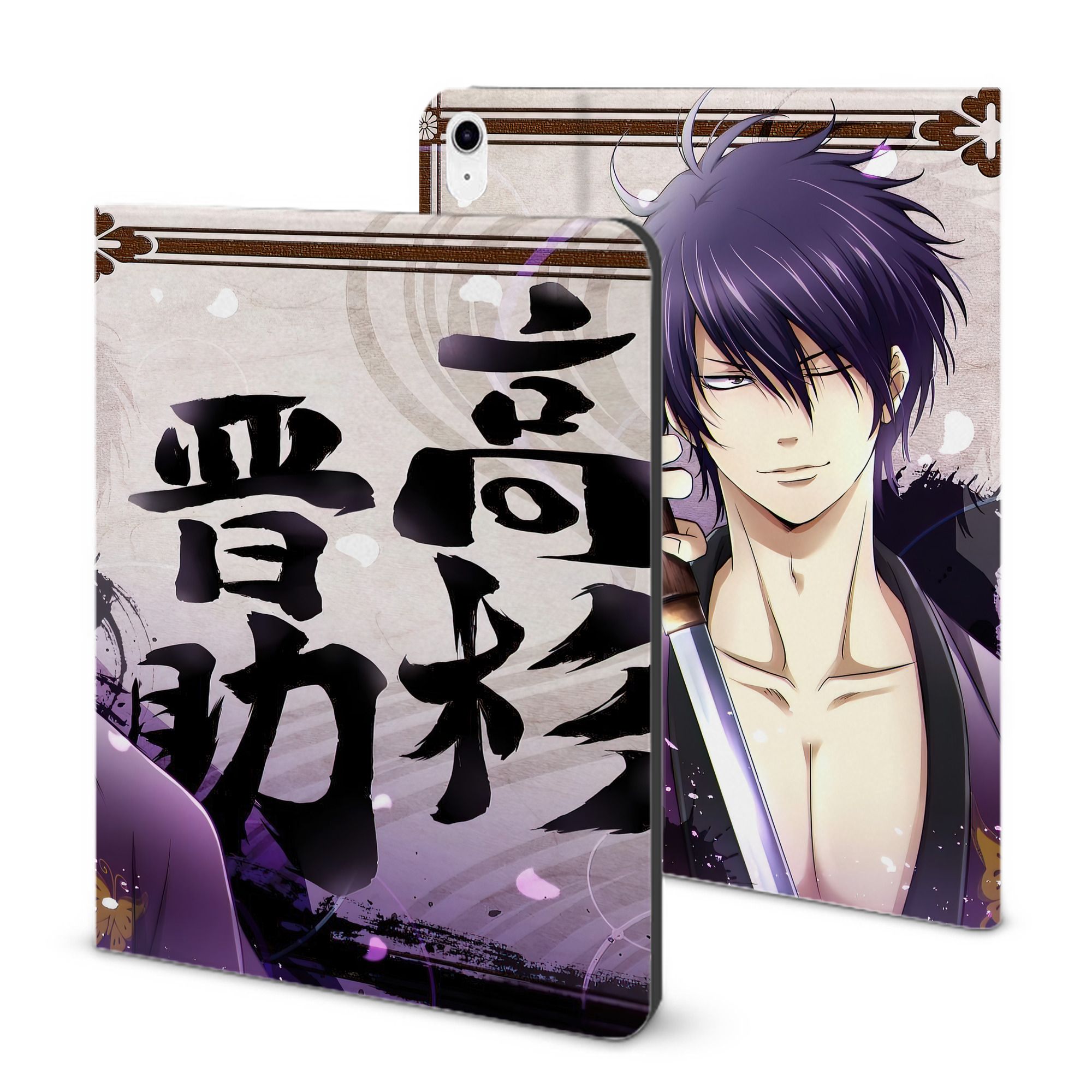 （画像用） ぎんたま 坂田銀時（さかたぎんとき） 神楽 志村新八（しむら しんぱち） GINTAMA Sakata Gintoki Kagura Shimura Shinpachi IPad ケース ブック型 PUレザー TPU 耐衝撃 軽量 薄型 ペン収納なし 全面保護 IPad 各モデル対応